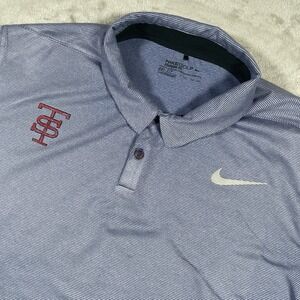 Nike Golf Standard Fit Polo Shirt Mens XXL Short Sleeve Dri-Fit Blue Striped‎